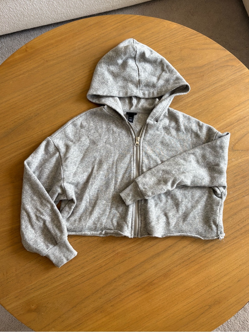 Art Class Kids' Cozy Gray Cropped Hooded Zip Jacket
